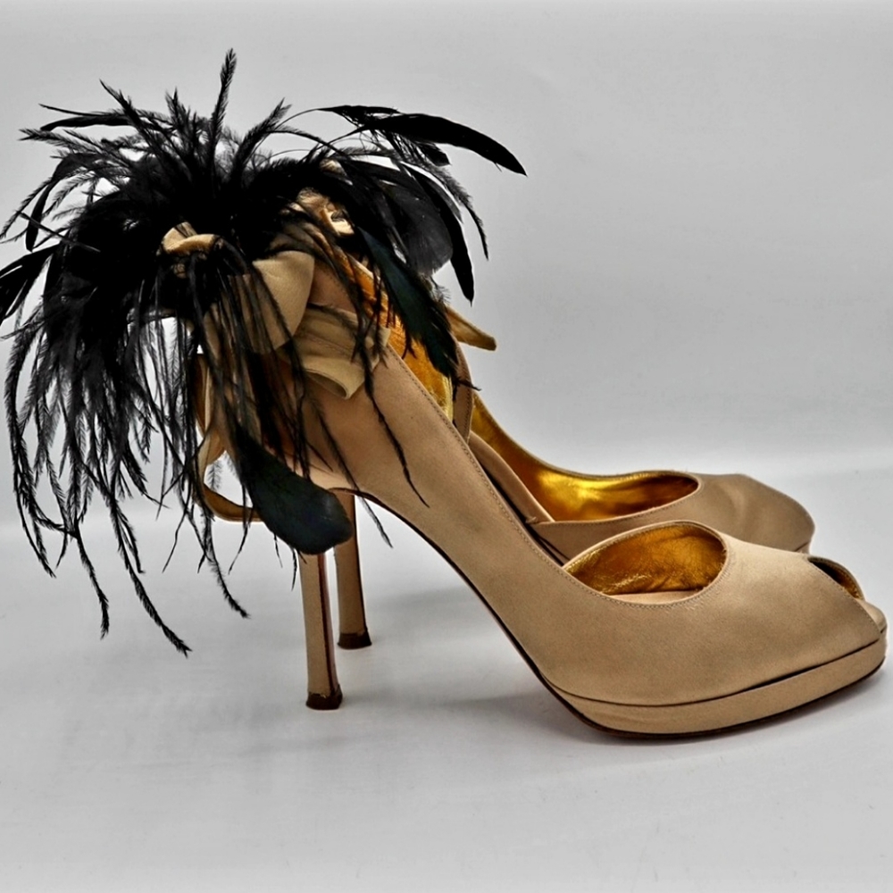 💯 Frances Cosacco Satin Feather Heel - Picture 4 of 16